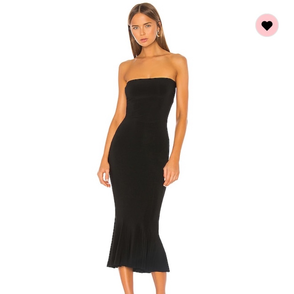 Black strapless midi dress